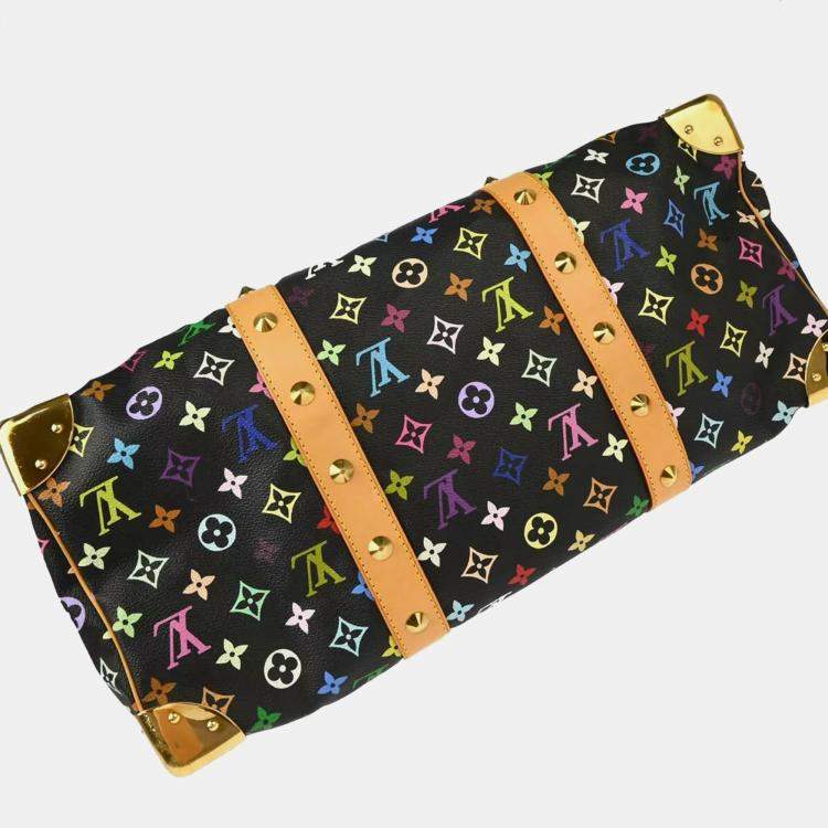 Pre Owned Louis Vuitton Black Monogram Multicolor Speedy 45 Handbag