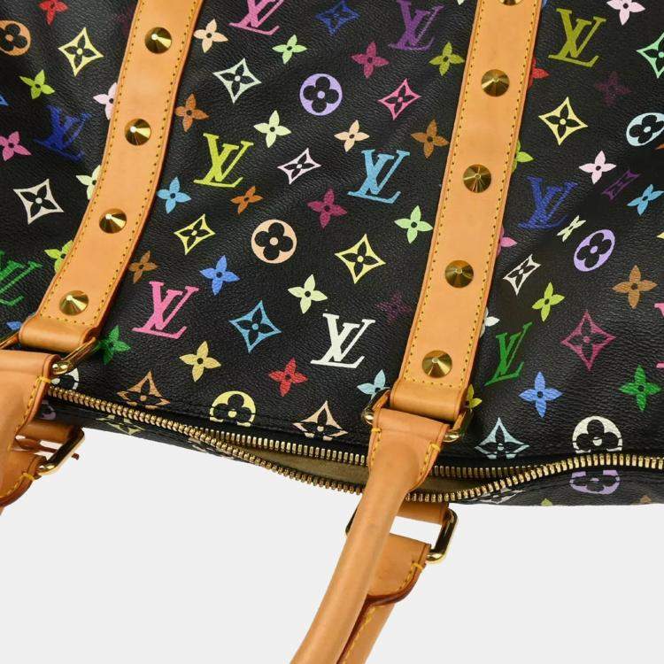 Pre Owned Louis Vuitton Black Monogram Multicolor Speedy 45 Handbag
