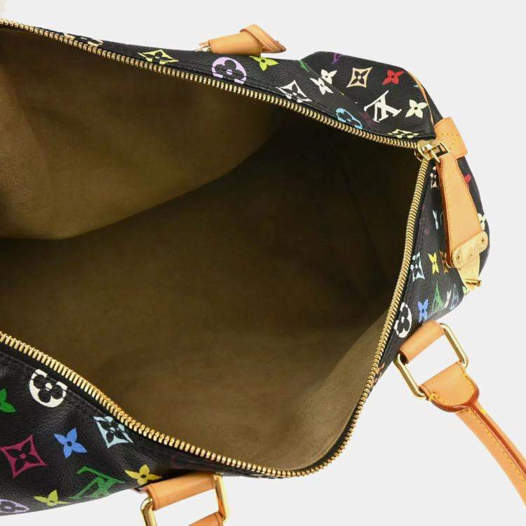Pre Owned Louis Vuitton Black Monogram Multicolor Speedy 45 Handbag