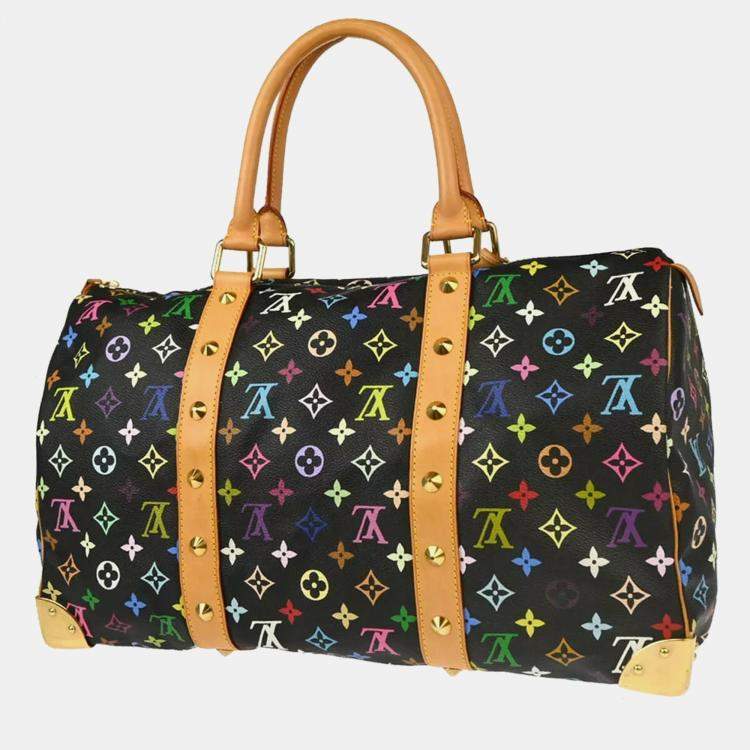 Pre Owned Louis Vuitton Black Monogram Multicolor Speedy 45 Handbag