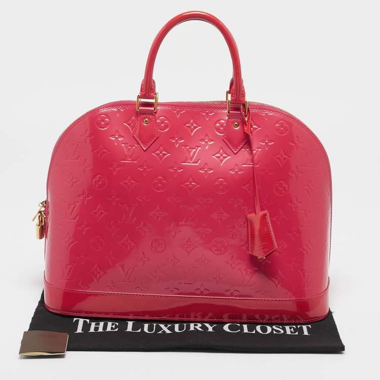 Pre Owned Louis Vuitton Rose Pop Monogram Vernis Alma GM Bag