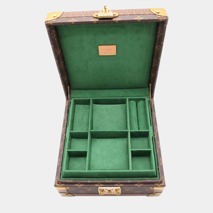 Pre Owned Louis Vuitton Green Monogram Jewelry Coffret Bag