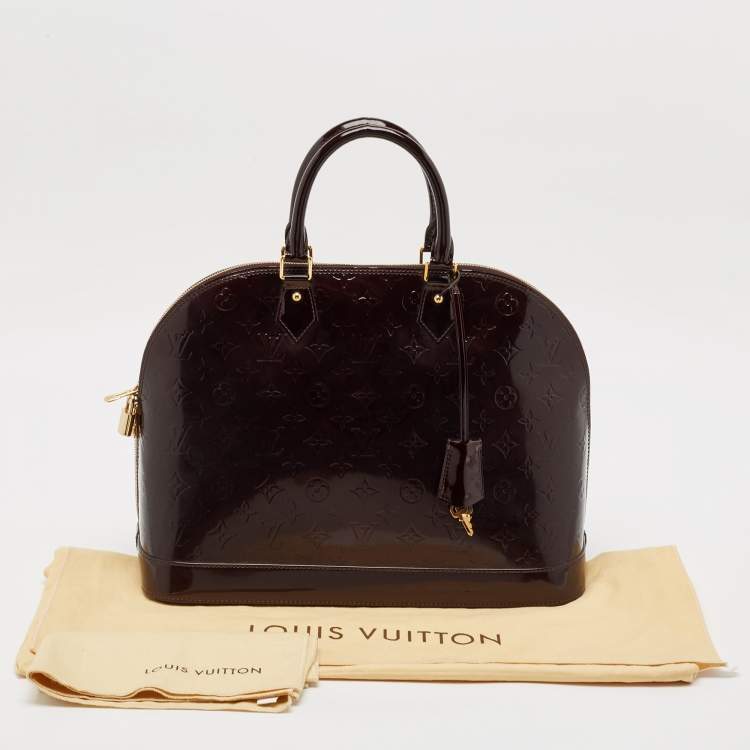 Pre Owned Louis Vuitton Amarante Monogram Vernis Alma GM Bag