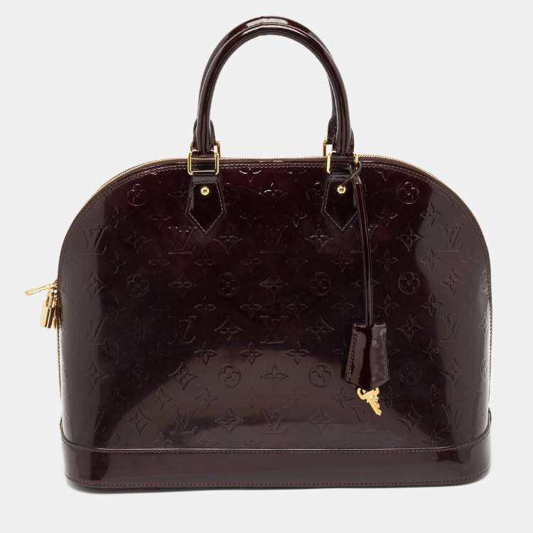 Pre Owned Louis Vuitton Amarante Monogram Vernis Alma GM Bag