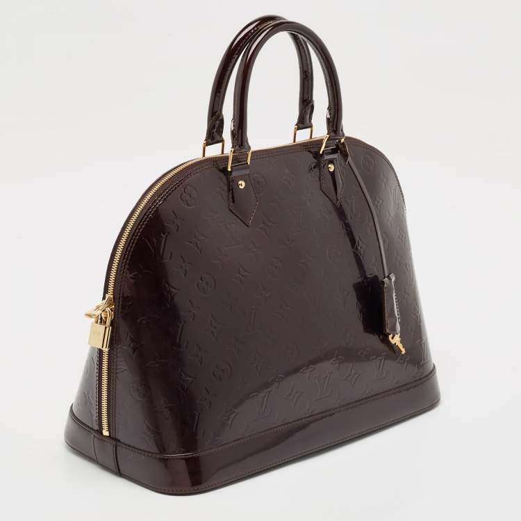 Pre Owned Louis Vuitton Amarante Monogram Vernis Alma GM Bag