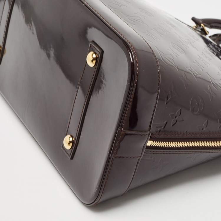 Pre Owned Louis Vuitton Amarante Monogram Vernis Alma GM Bag