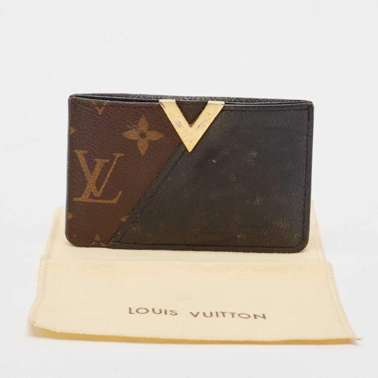 Pre Owned Louis Vuitton Black Leather and Monogram Canvas Kimono Card Holder