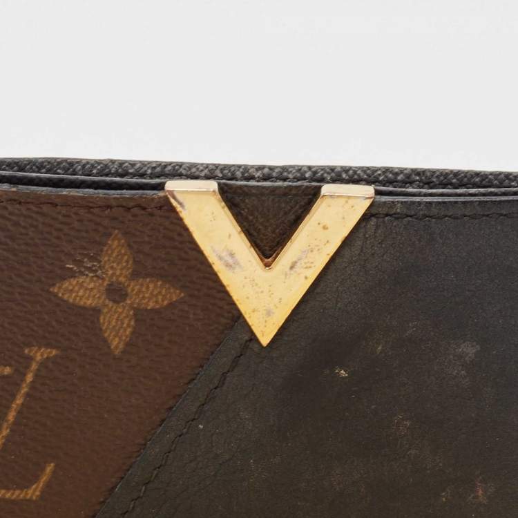 Pre Owned Louis Vuitton Black Leather and Monogram Canvas Kimono Card Holder