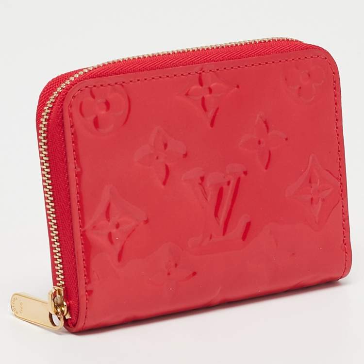 Pre Owned Louis Vuitton Rouge Grenadine Monogram Vernis Zippy Coin Purse