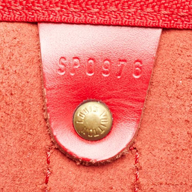 Pre Owned Louis Vuitton Red Epi Leather Keepall Bandouliere 50 Bag