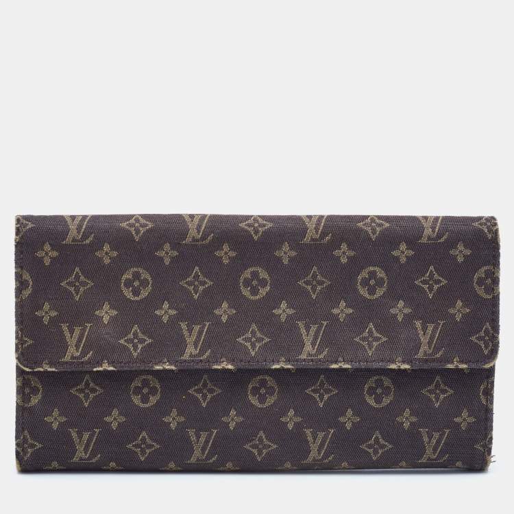 Pre Owned Louis Vuitton Brown Monogram Mini Lin Porte Tresor International Wallet 