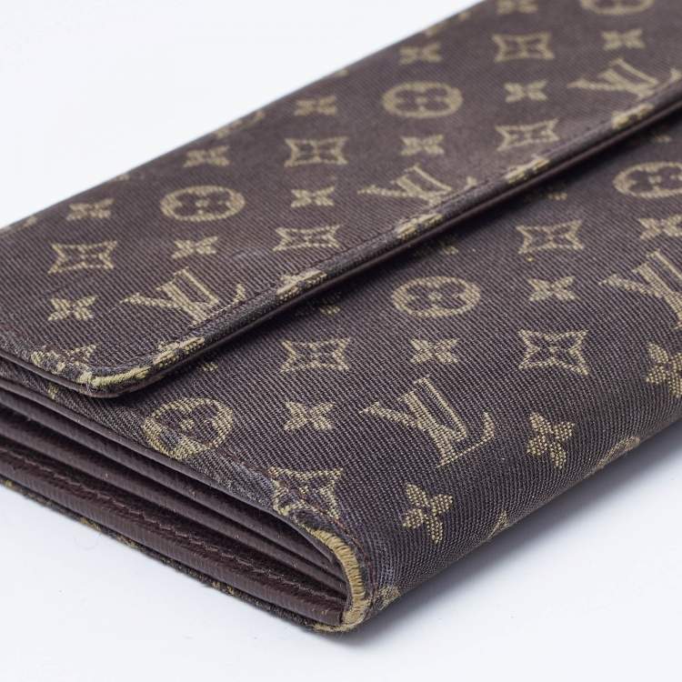 Pre Owned Louis Vuitton Brown Monogram Mini Lin Porte Tresor International Wallet 