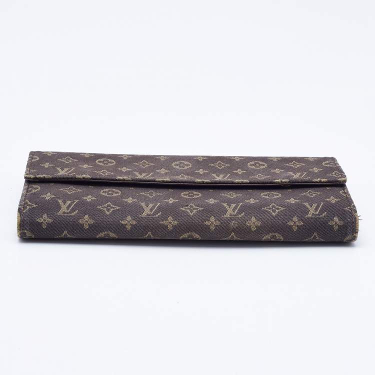 Pre Owned Louis Vuitton Brown Monogram Mini Lin Porte Tresor International Wallet 