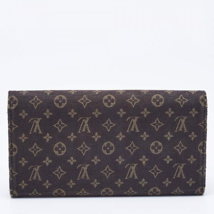 Pre Owned Louis Vuitton Brown Monogram Mini Lin Porte Tresor International Wallet 