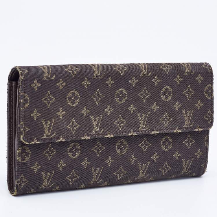 Pre Owned Louis Vuitton Brown Monogram Mini Lin Porte Tresor International Wallet 