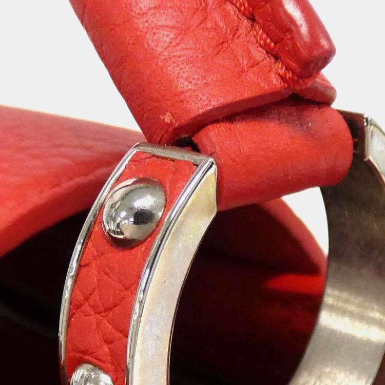 Pre Owned Louis Vuitton Orange, Red Leather Capucines PM Shoulder Bag