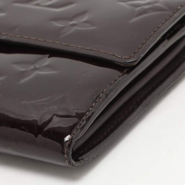 Pre Owned Louis Vuitton Amarante Monogram Vernis Sarah Continental Wallet