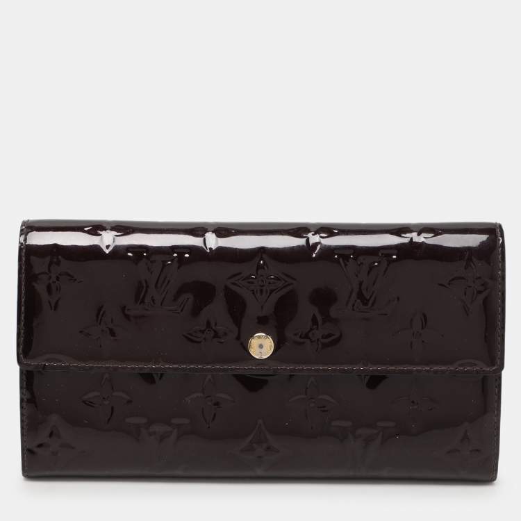 Pre Owned Louis Vuitton Amarante Monogram Vernis Sarah Continental Wallet