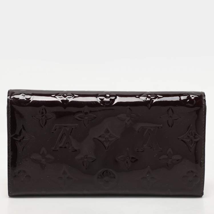 Pre Owned Louis Vuitton Amarante Monogram Vernis Sarah Continental Wallet