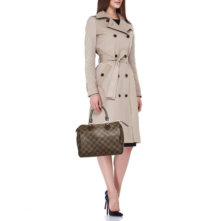 Pre Owned Louis Vuitton Damiere Ebene Canvas Speedy 25 Bag