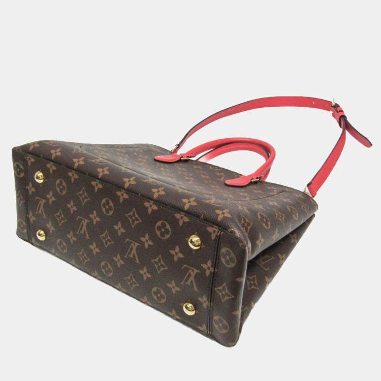 Pre Owned Louis Vuitton Brown/Red Monogram Canvas Flower Tote Bag