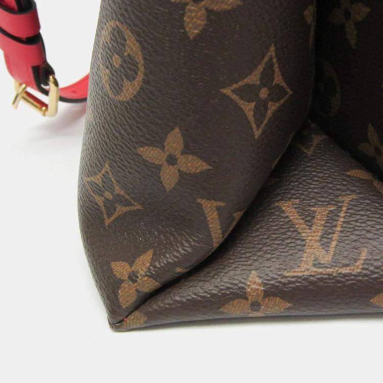 Pre Owned Louis Vuitton Brown/Red Monogram Canvas Flower Tote Bag