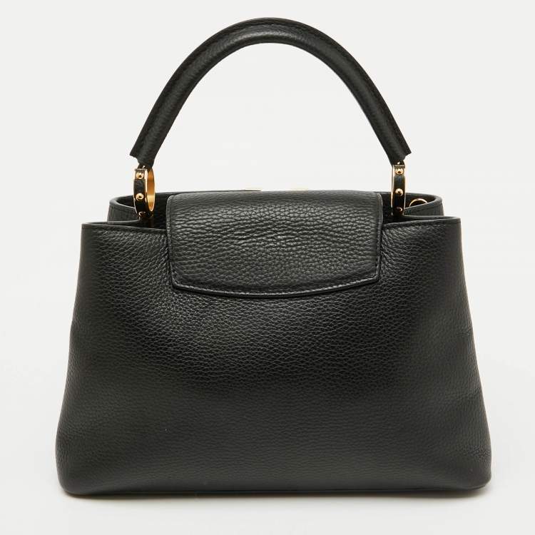 Pre Owned Louis Vuitton Black Leather Studded Sol Capucines PM Bag