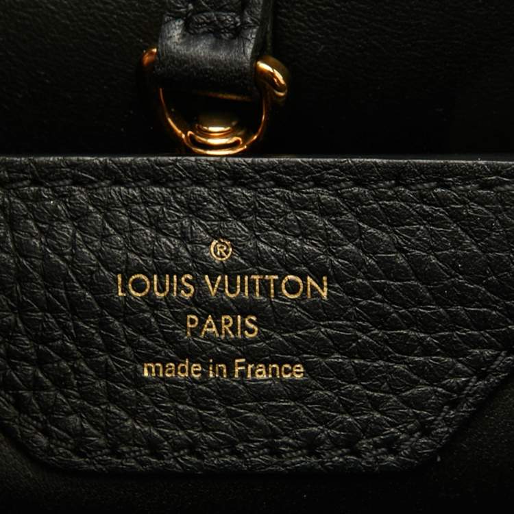 Pre Owned Louis Vuitton Black Leather Studded Sol Capucines PM Bag