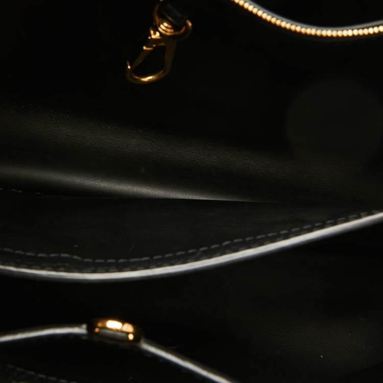 Pre Owned Louis Vuitton Black Leather Studded Sol Capucines PM Bag