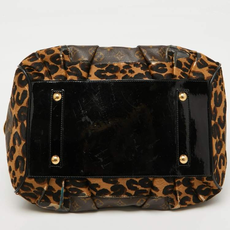 Pre Owned Louis Vuitton Monogram Canvas and Leopard Calf Hair Limited Edition Stephen Sprouse Bag