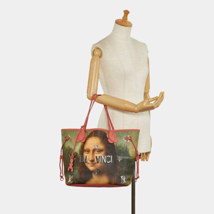 Pre Owned Louis Vuitton Pink Multicolor Coated Canvas Da Vinci Neverfull MM Tote Bag