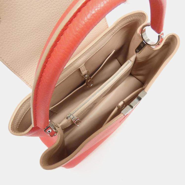 Pre Owned Louis Vuitton Poppy Petal Taurillon Leather Capucines MM Shoulder Bag