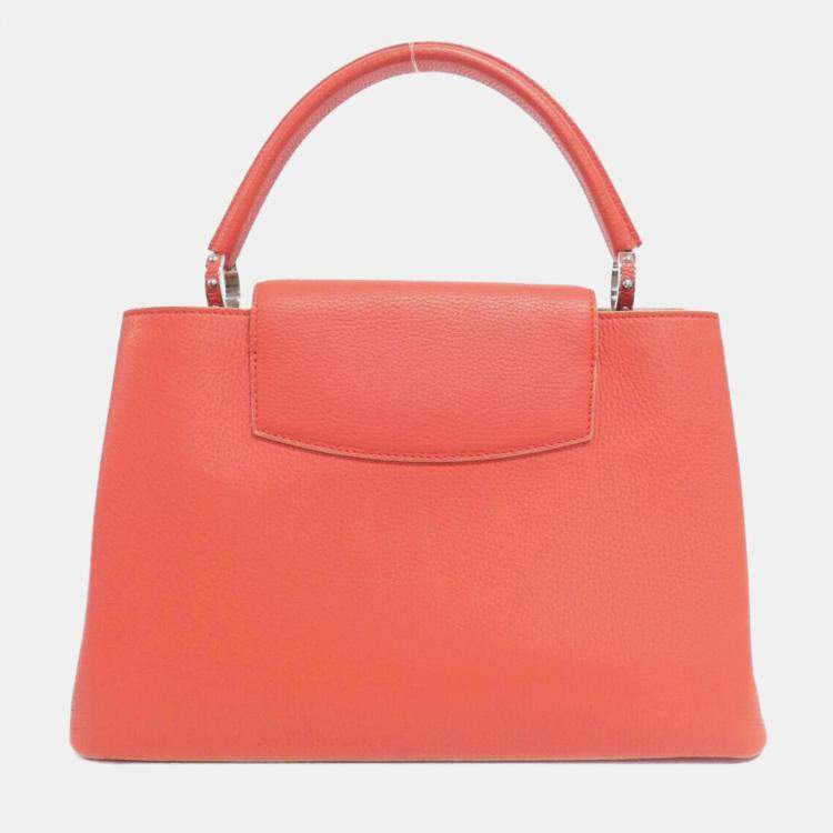 Pre Owned Louis Vuitton Poppy Petal Taurillon Leather Capucines MM Shoulder Bag