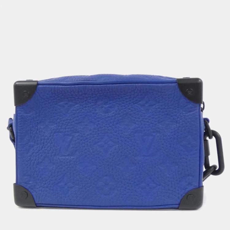 Pre Owned Louis Vuitton Blue Leather Monogram Mini Soft Trunk Shoulder Bag