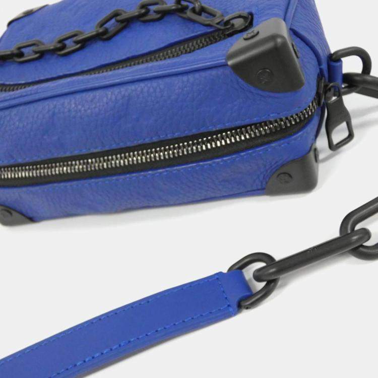 Pre Owned Louis Vuitton Blue Leather Monogram Mini Soft Trunk Shoulder Bag