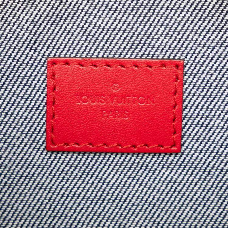 Pre Owned Louis Vuitton Monogram Denim Speedy Bandouliere 30 Square Patchwork Shoulder Bag