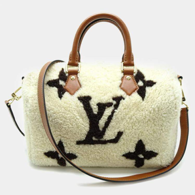 Pre Owned Louis Vuitton Brown/White Giant Monogram Speedy Bandouliere 25 Handbag
