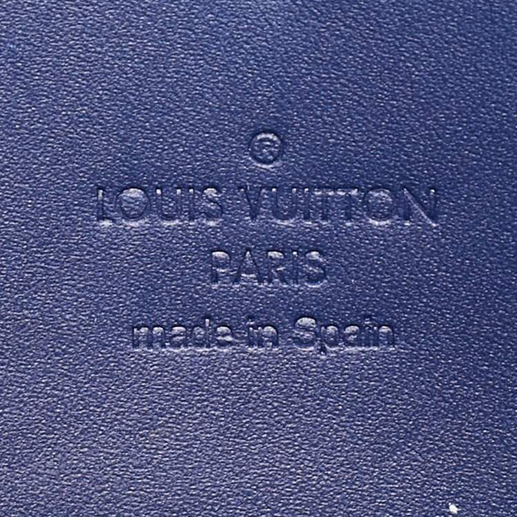 Pre Owned Louis Vuitton Grand Blue Monogram Vernis Leather Zippy Wallet