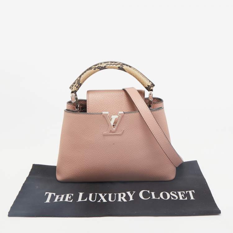 Pre Owned Louis Vuitton Magnolia Taurillon Leather and Python Capucines BB Bag