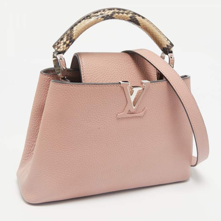 Pre Owned Louis Vuitton Magnolia Taurillon Leather and Python Capucines BB Bag
