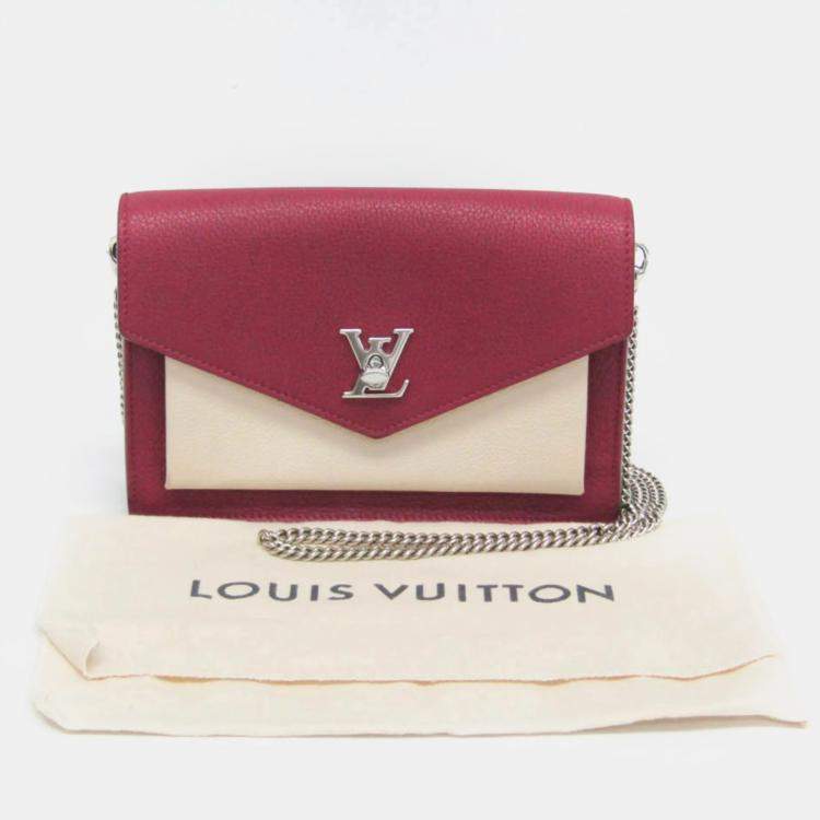 Pre Owned Louis Vuitton Light Beige Wine Pochette Lock Me Chain Shoulder Bag