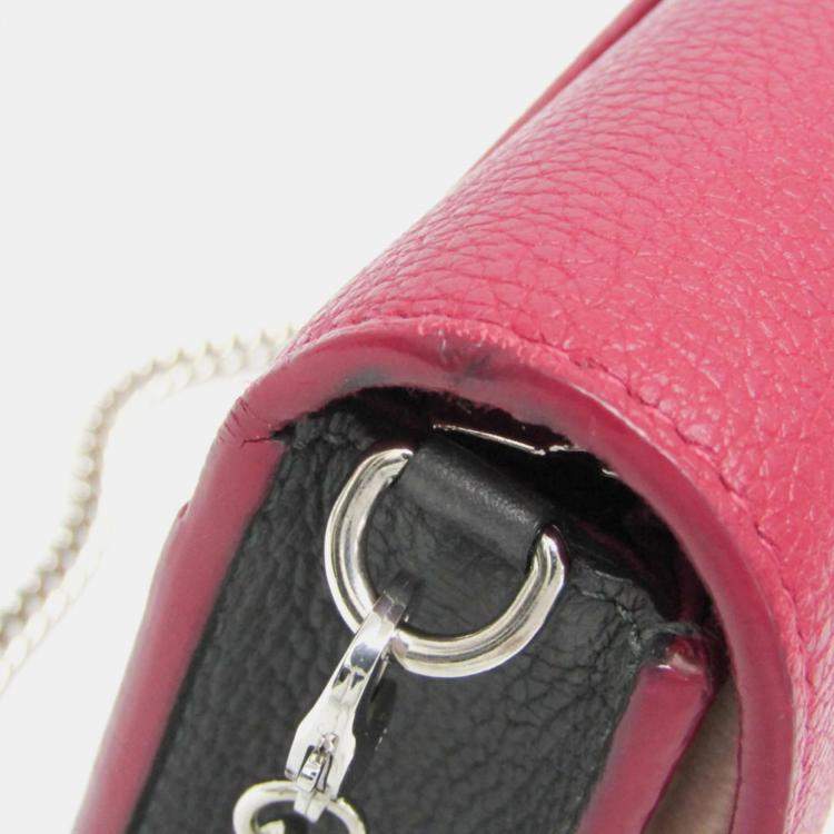 Pre Owned Louis Vuitton Light Beige Wine Pochette Lock Me Chain Shoulder Bag