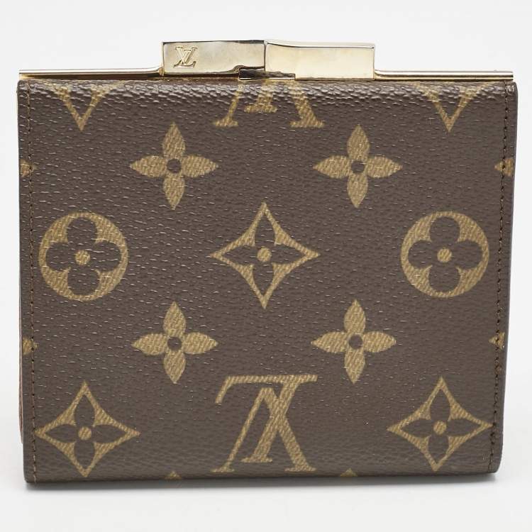 Pre Owned Louis Vuitton Monogram Canvas Kisslock Trifold Wallet