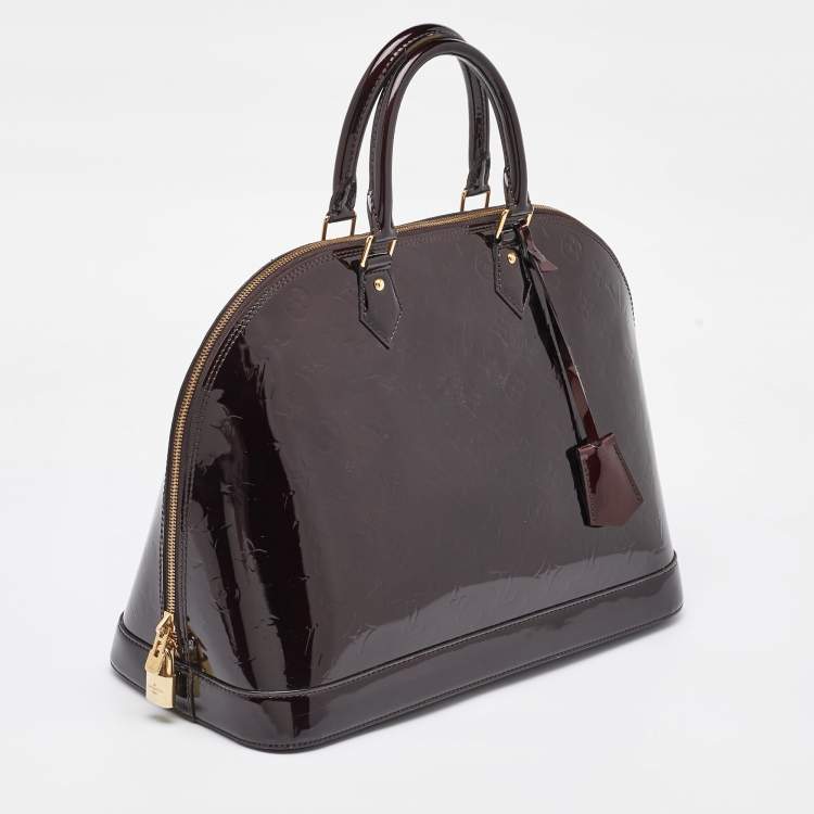 Pre Owned Louis Vuitton Amarante Monogram Vernis Alma MM Bag
