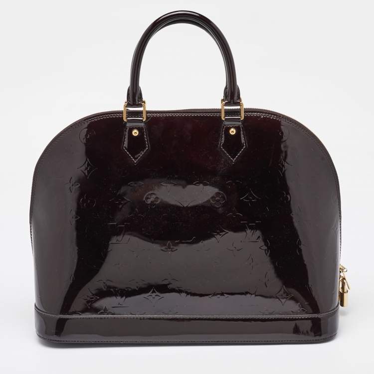 Pre Owned Louis Vuitton Amarante Monogram Vernis Alma MM Bag