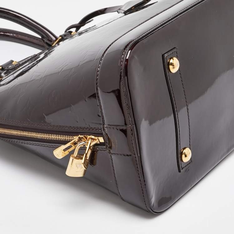 Pre Owned Louis Vuitton Amarante Monogram Vernis Alma MM Bag