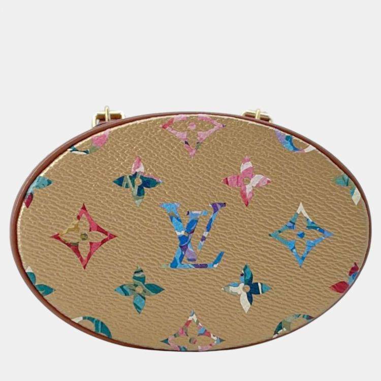 Pre Owned Louis Vuitton Gold Metallic Monogram LV Garden Nano Bucket Bag 