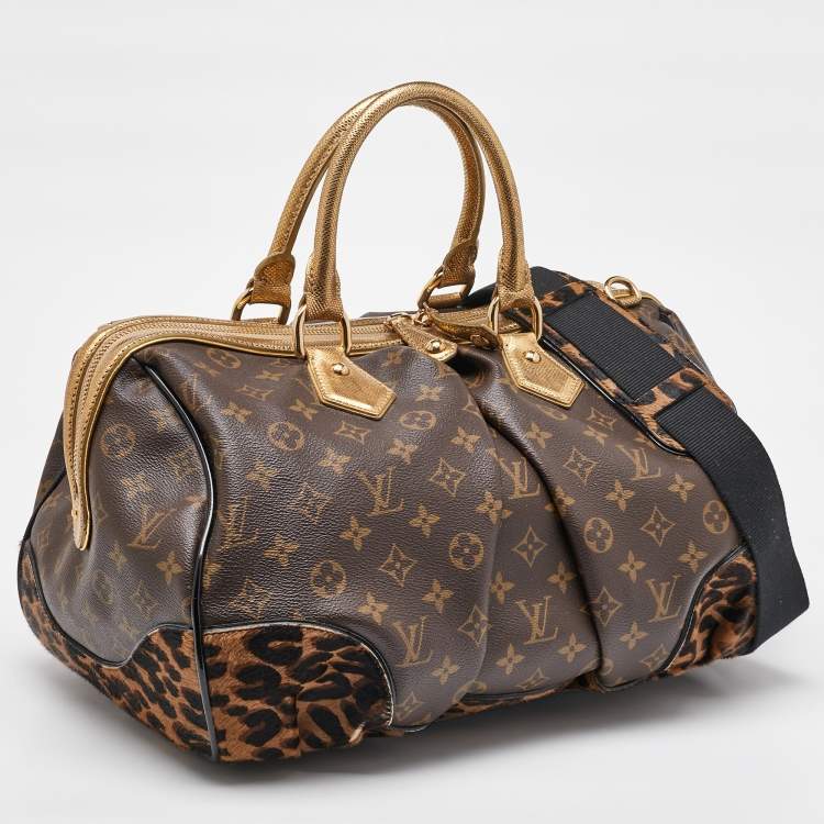Pre Owned Louis Vuitton Monogram Canvas and Leopard Calf Hair Limited Edition Stephen Sprouse Bag