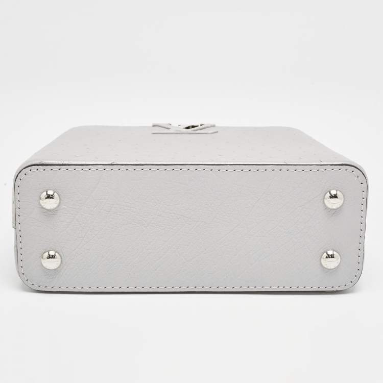 Pre Owned Louis Vuitton Grey Ostrich Leather Capucines Mini Bag