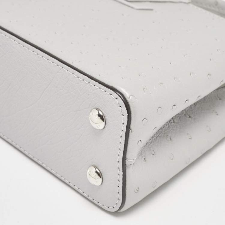 Pre Owned Louis Vuitton Grey Ostrich Leather Capucines Mini Bag